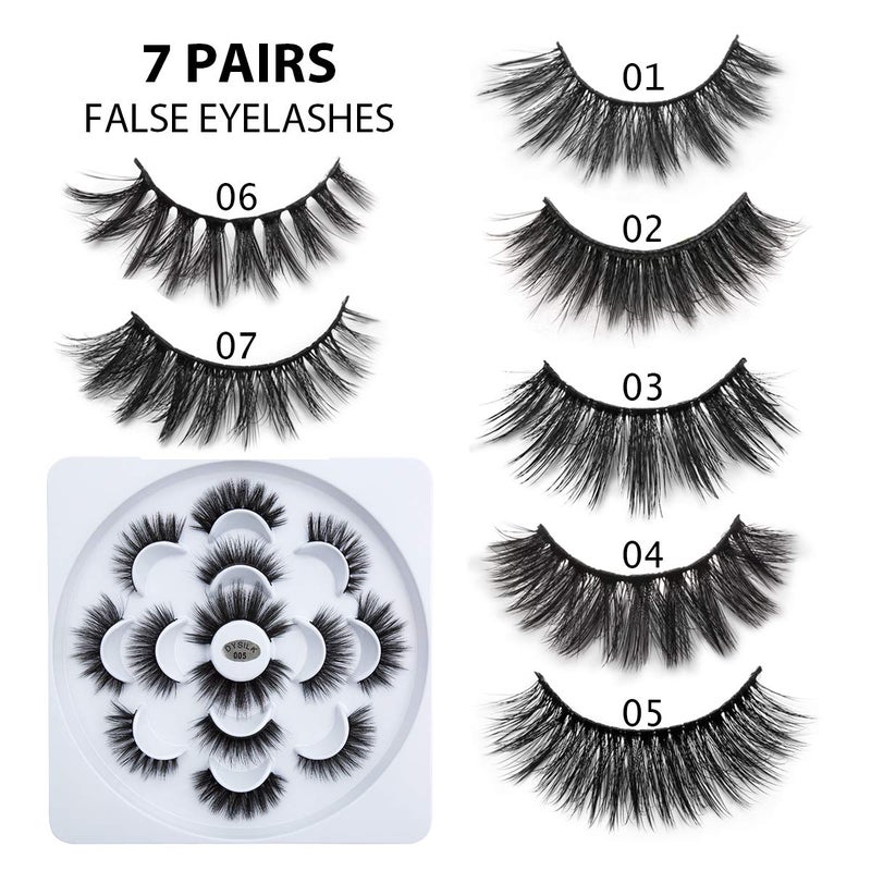 DYSILK Fluffy Lahses Fake Eyelashes - False Eyelashes Natural 7 Pairs 6D Lashes 7 Styles Faux Mink Eyelashes Wispy Lashes Natural Look False Eyelashes Long Lashes Pack Mink Lashes Eye Lashes |005 - Image 2
